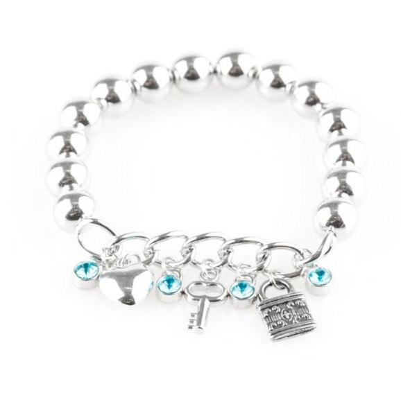 "Feelin Flirtatious"Blue Rhinestone Charm Bracelet - Picture 2 of 2